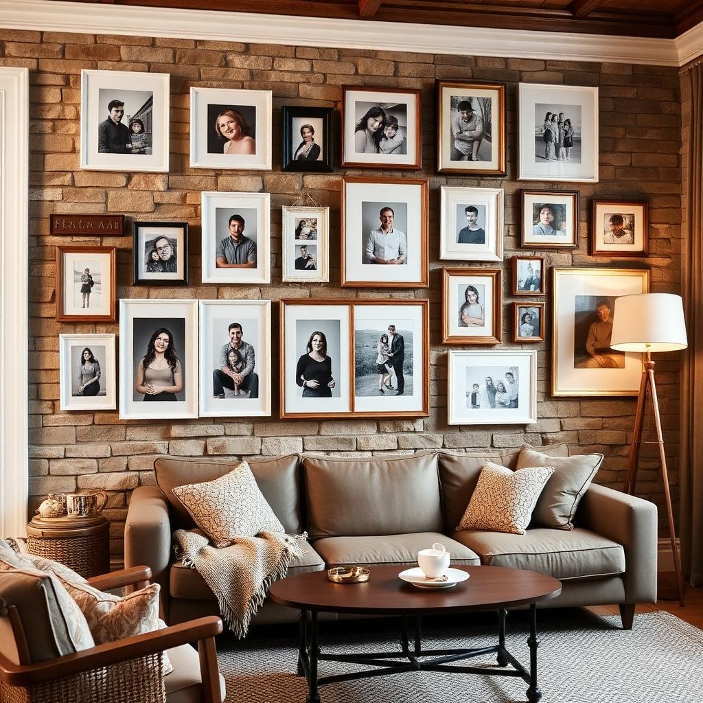 Living room · Masonry gallery wall